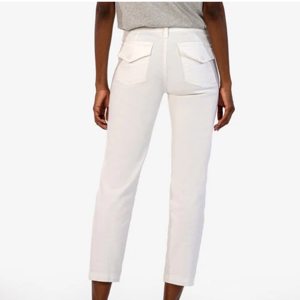 Kut From The Kloth Reece Mid Rise Cropped Jeans in Optic White - Picture 2 of 8
